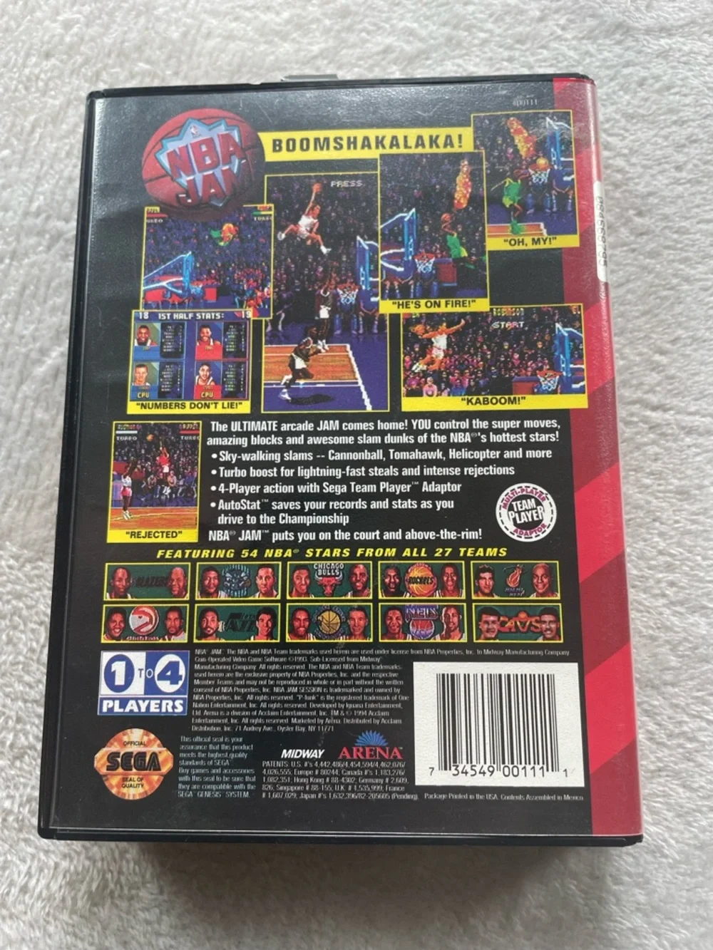 NBA Jam (Sega Genesis, 1993) Complete CIB Tested Working